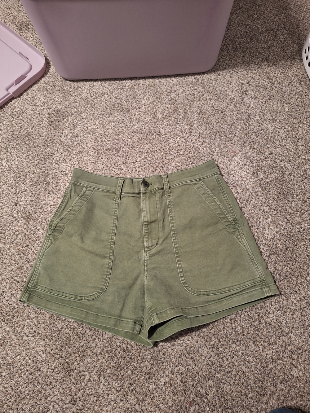 Madewell Olive Green High-Rise Utility Jean Shorts